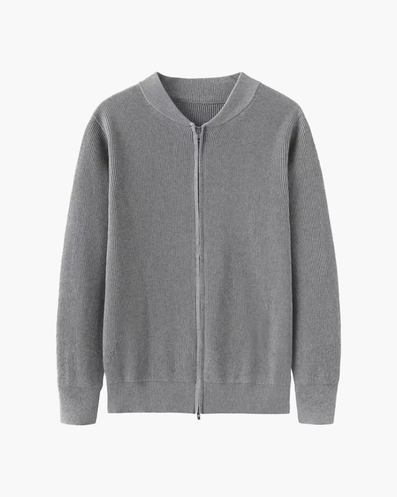 Cardigan homme en coton zippé à col rond pour l’automne