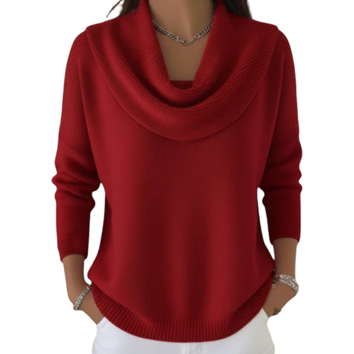 Pull femme col bénitier en maille douce, pull ample et chaud pour l'automne et l'hiver