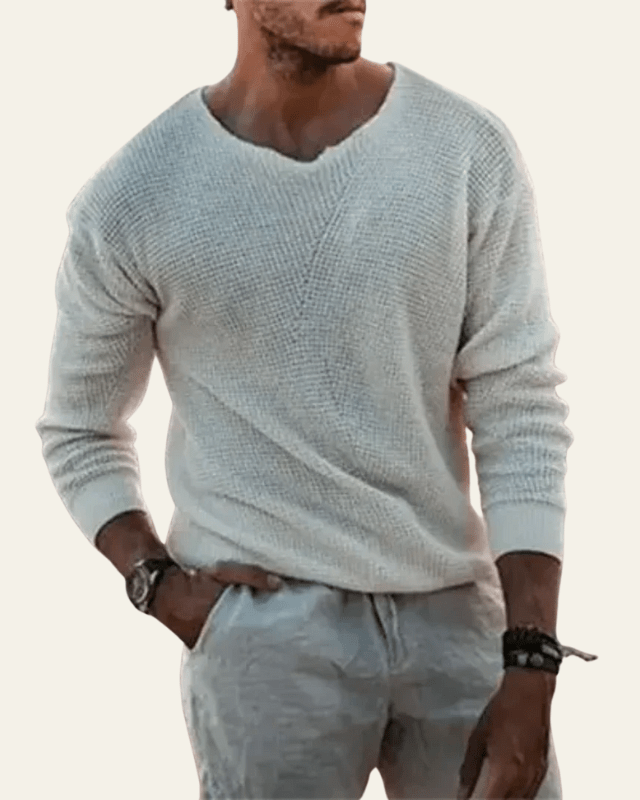 Men’s knit sweater for fall, soft V-neck sweater for cool days