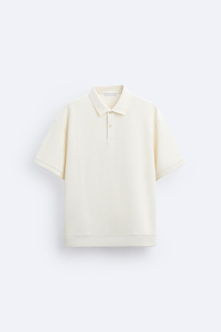 Polo à Manches Courtes Élégante en Crème - Stylé et Confortable pour Toutes les Occasions