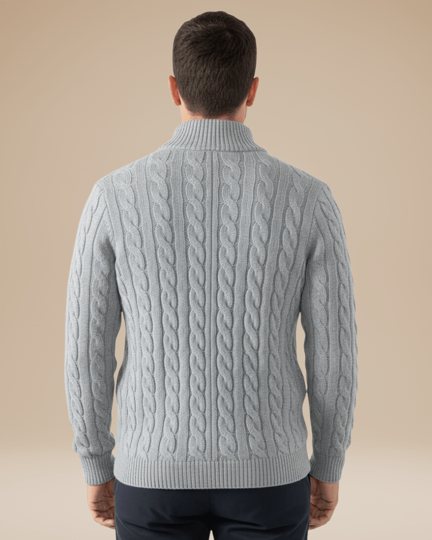 Pull en maille unisexe à fermeture éclair, motif torsadé, pour l’automne