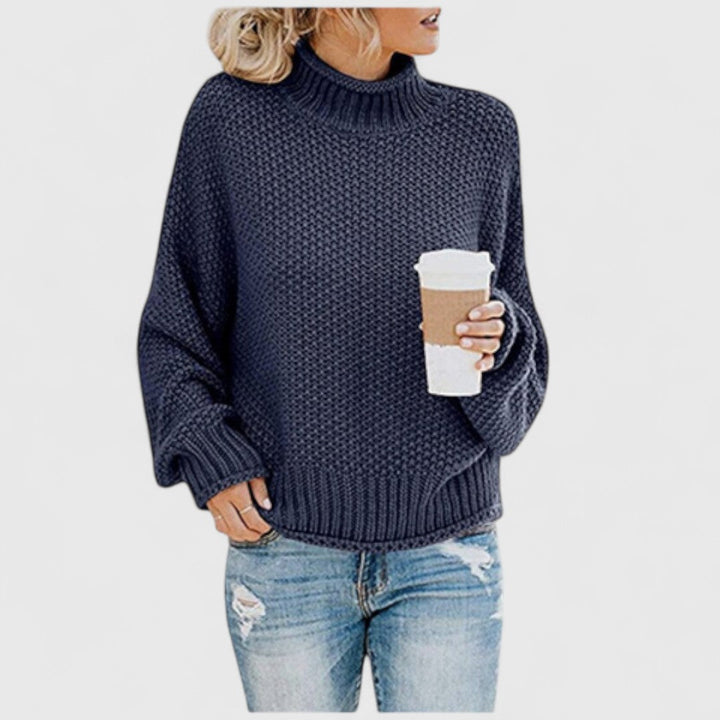 Pull femme en maille de laine à col roulé pour l’automne