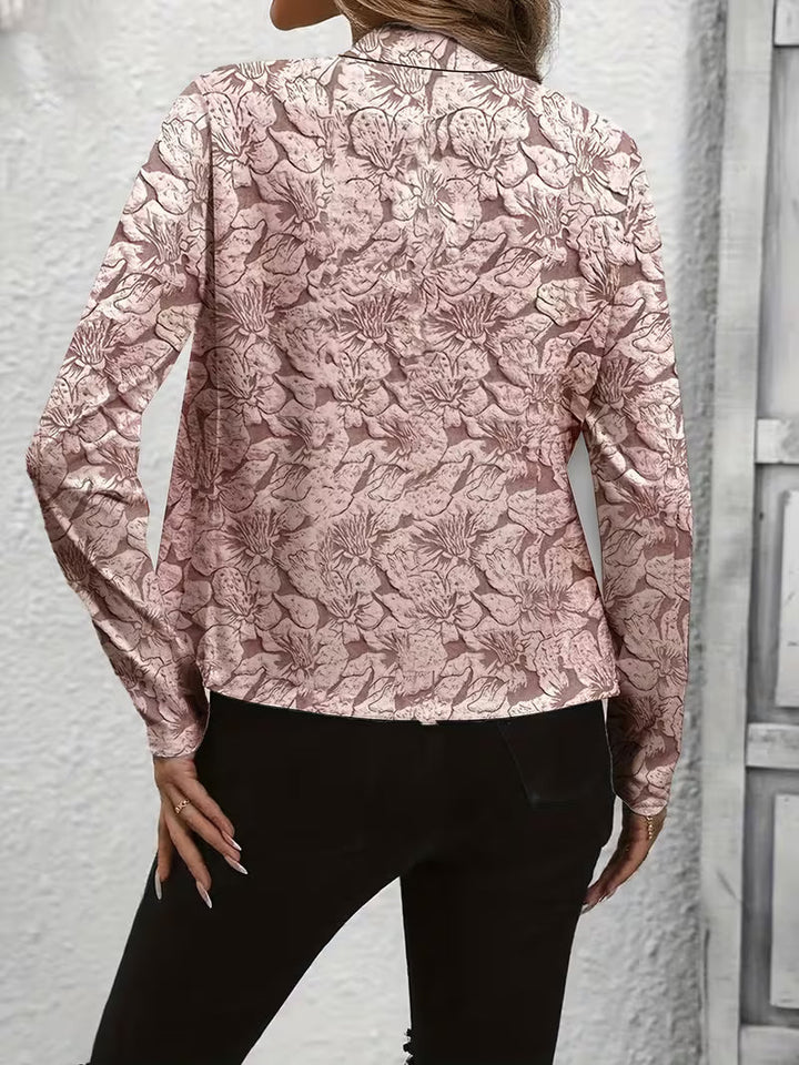 Blazer femme à imprimé floral, veste cintrée ouverte à col structuré élégante pour l'automne
