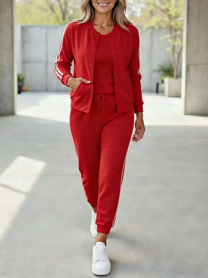 Ensemble de survêtement pour femme 3 pièces avec pantalon et haut en coton, pour l’automne