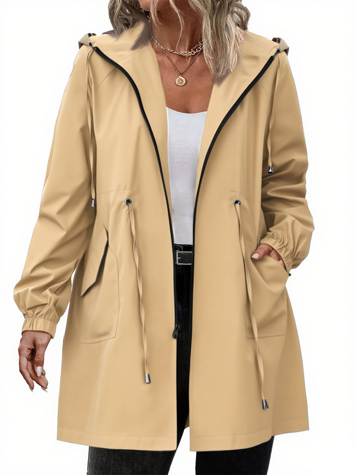 Veste de pluie pour femme de taille plus avec capuche en polyester, légère et décontractée pour l'automne