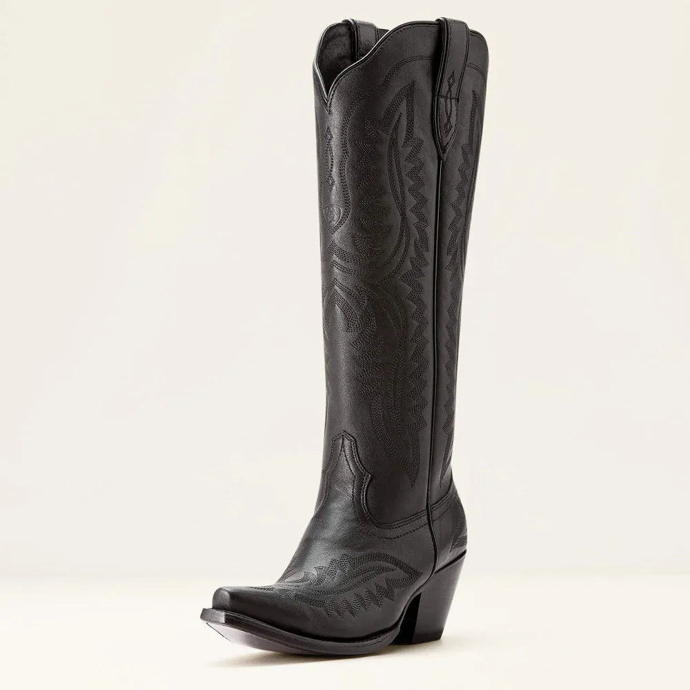 Bottes western femme en daim brodé avec talon cubain, style cowboy pour l’automne