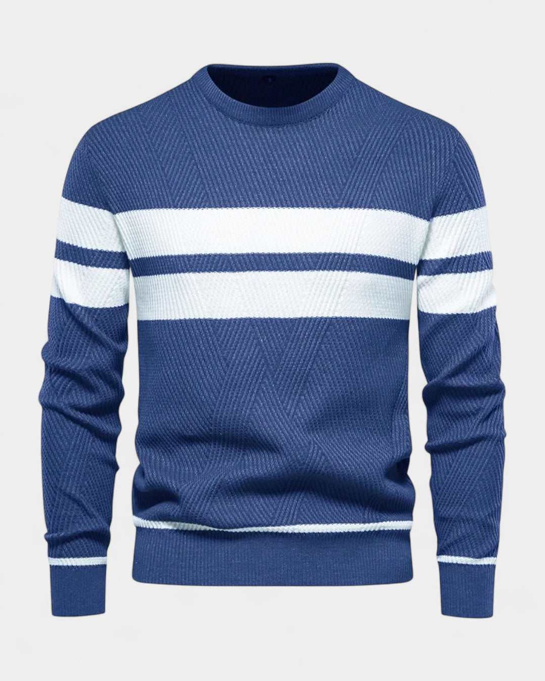 Pull homme en coton rayé à col rond, coupe slim, pour l’automne