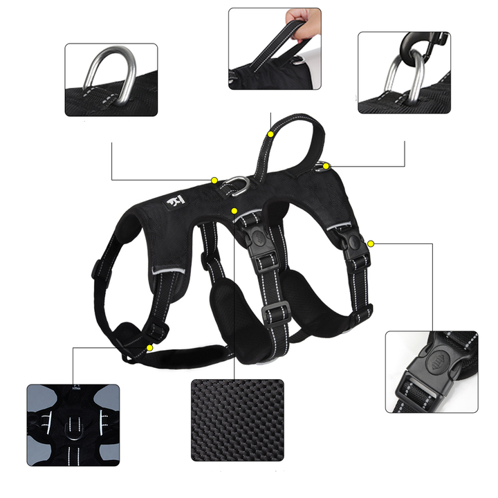 Adjustable reflective nylon no-pull dog harness for autumn