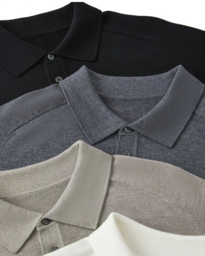 Polo homme en laine à manches longues, élégant, pour l’automne