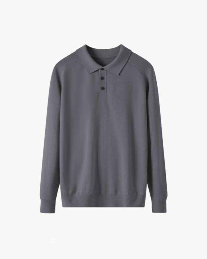 Polo homme en laine à manches longues, élégant, pour l’automne