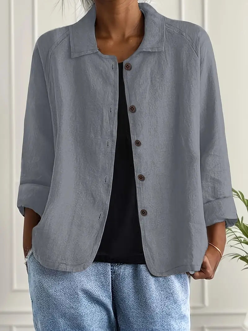 Lightweight women's cotton shirt cardigan, button-up autumn vest
