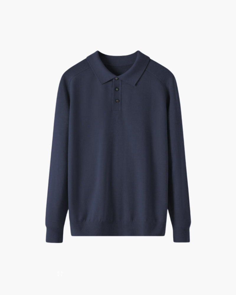 Polo homme en laine à manches longues, élégant, pour l’automne