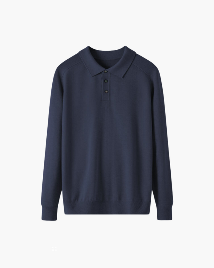 Polo homme en laine à manches longues, élégant, pour l’automne