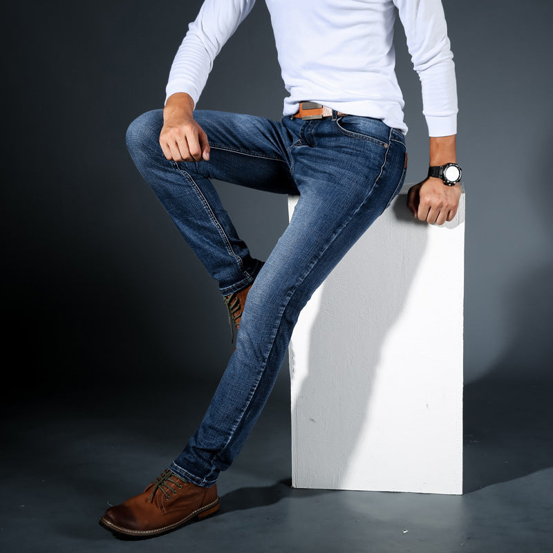 Men's slim-fit stretch cotton jeans for autumn