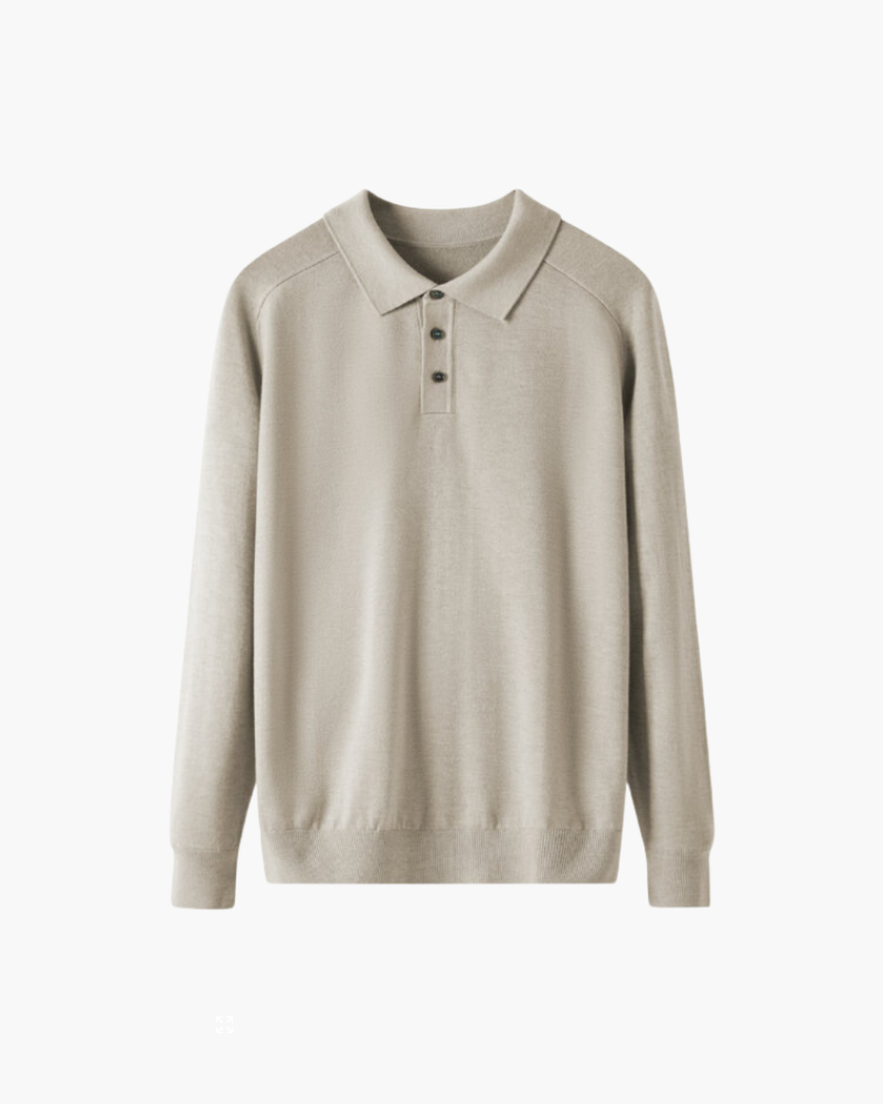 Polo homme en laine à manches longues, élégant, pour l’automne
