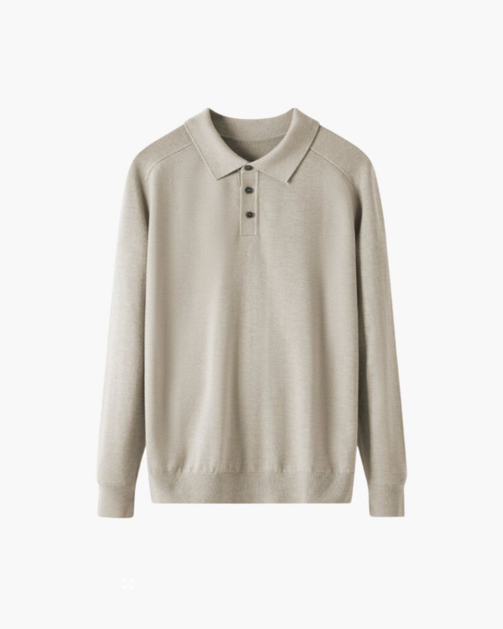 Polo homme en laine à manches longues, élégant, pour l’automne