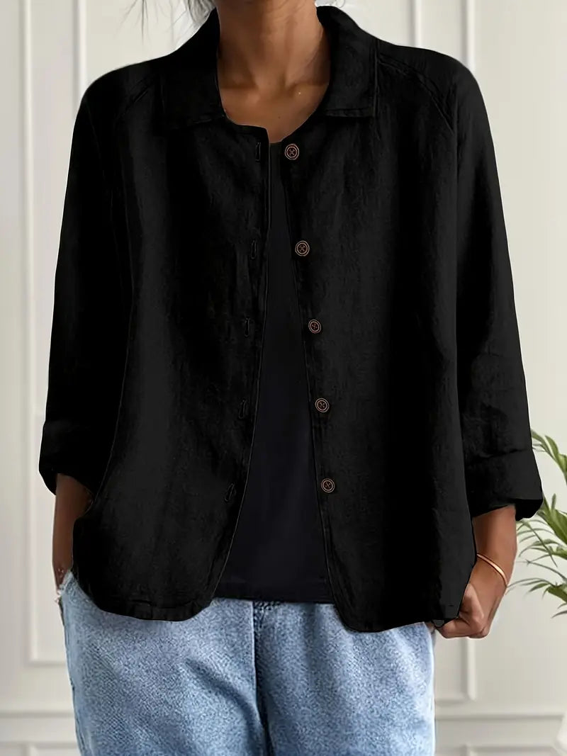 Lightweight women's cotton shirt cardigan, button-up autumn vest