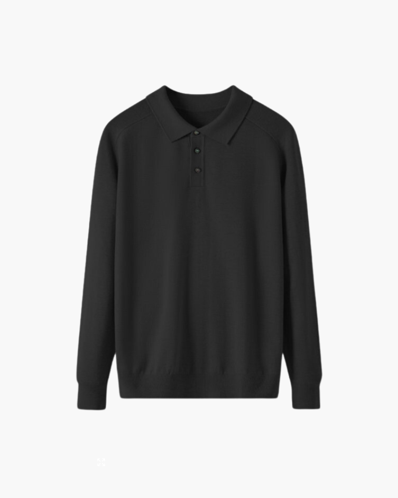 Polo homme en laine à manches longues, élégant, pour l’automne