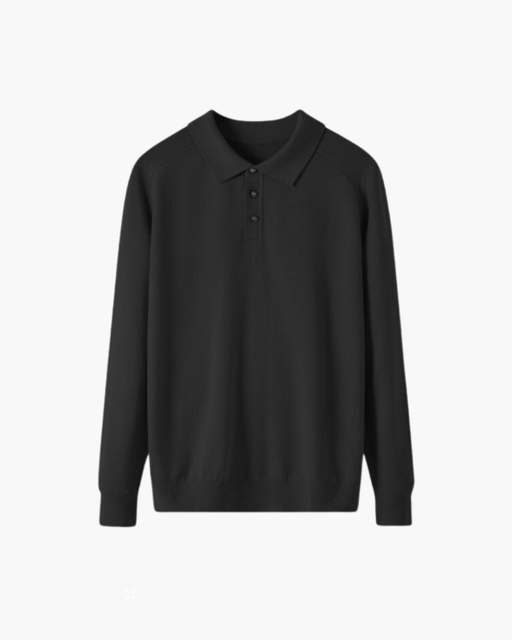 Polo homme en laine à manches longues, élégant, pour l’automne