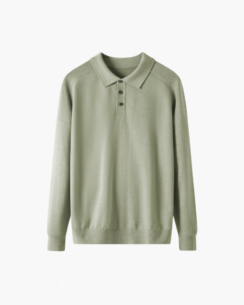 Polo homme en laine à manches longues, élégant, pour l’automne