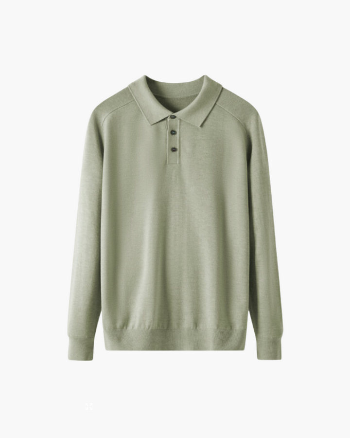 Polo homme en laine à manches longues, élégant, pour l’automne