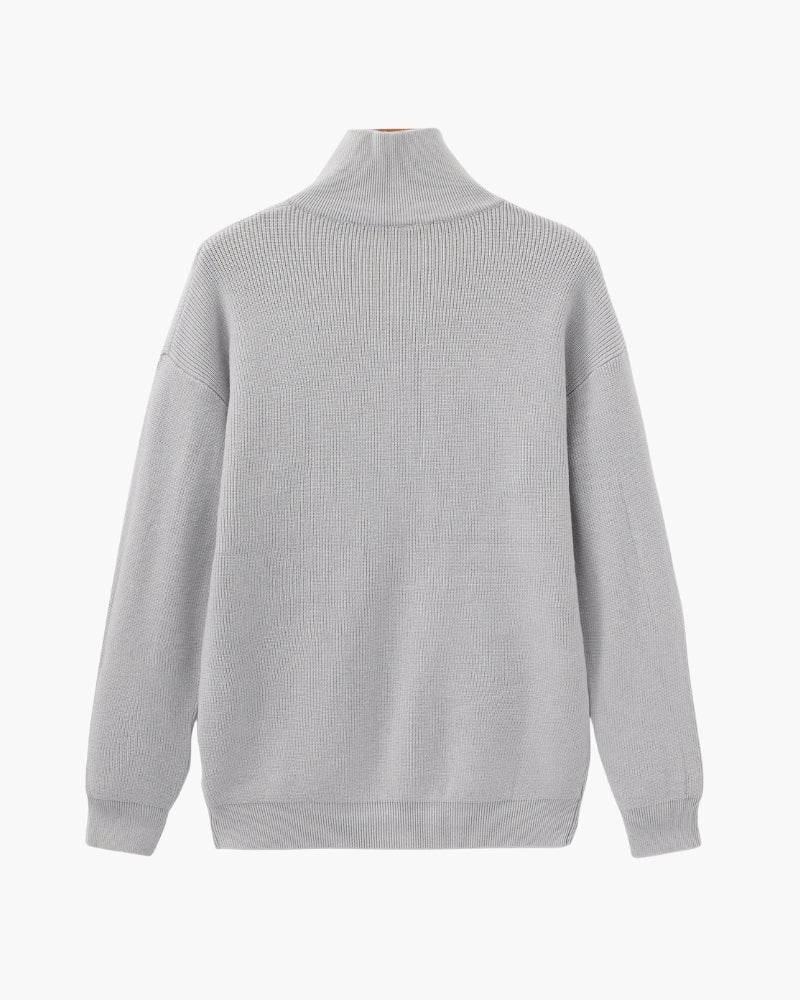 Pull en laine pour homme à col zippé, côtelé, style smart casual, automne