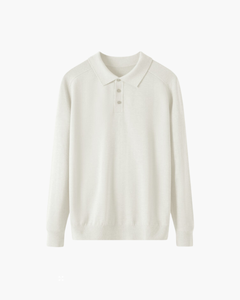 Polo homme en laine à manches longues, élégant, pour l’automne