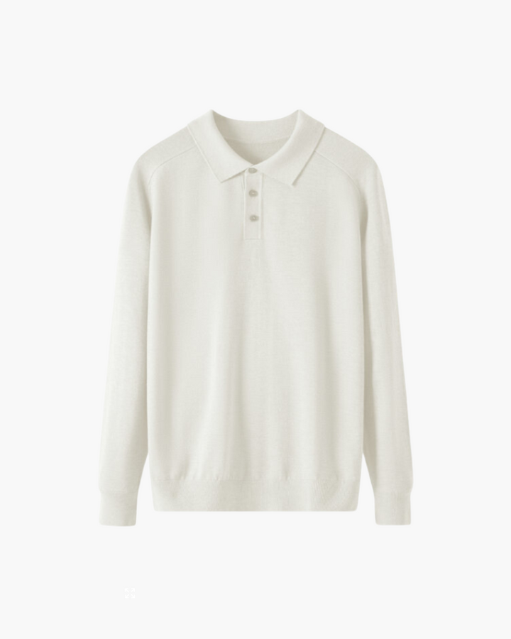 Polo homme en laine à manches longues, élégant, pour l’automne