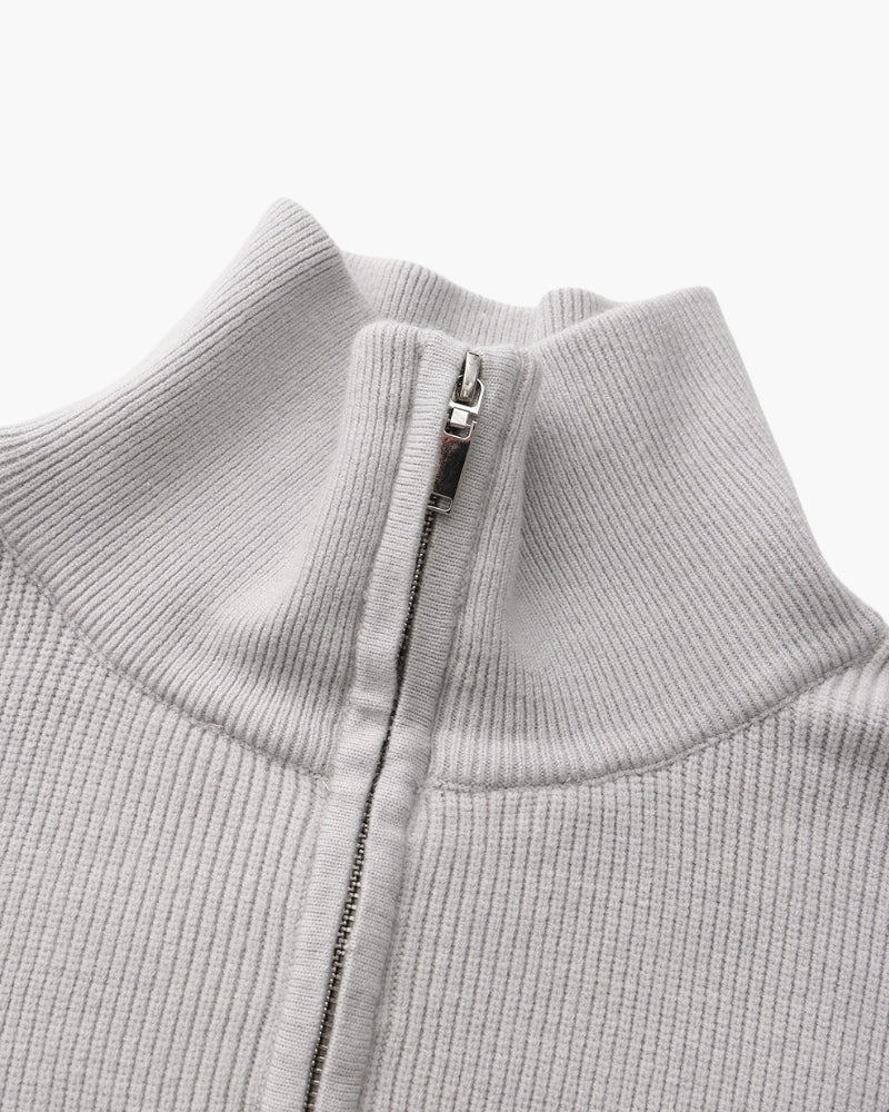 Pull en laine pour homme à col zippé, côtelé, style smart casual, automne