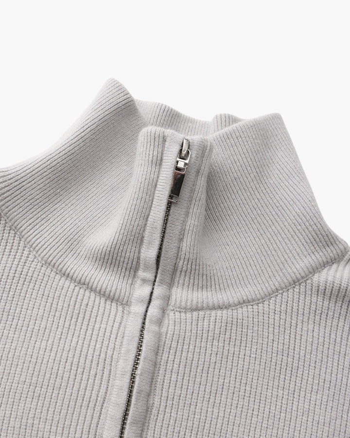 Pull en laine pour homme à col zippé, côtelé, style smart casual, automne