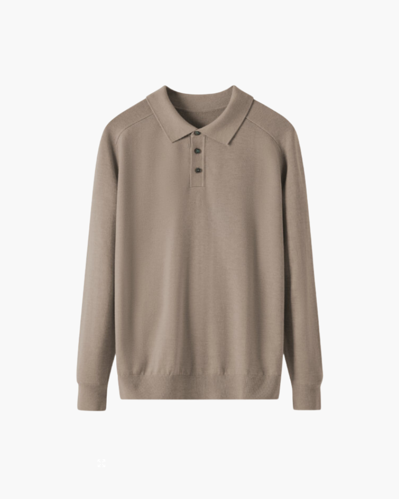 Polo homme en laine à manches longues, élégant, pour l’automne