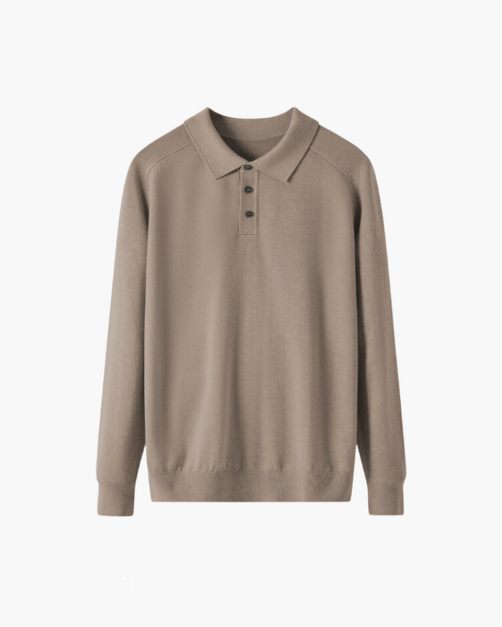 Polo homme en laine à manches longues, élégant, pour l’automne