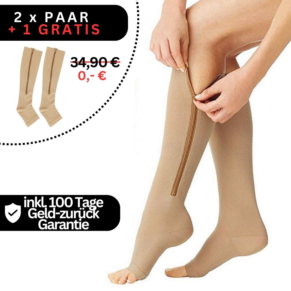 Chaussettes de compression orthopédiques avec fermeture éclair - ComfortZip
