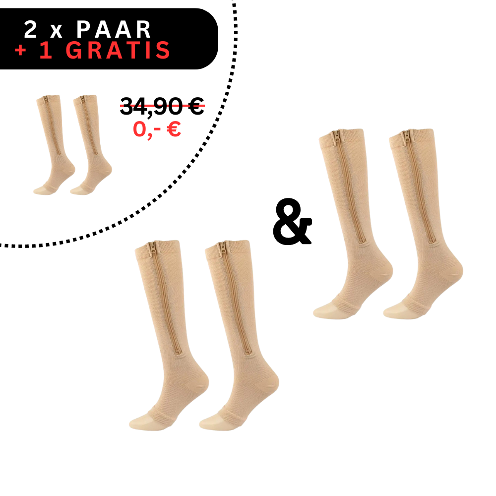 Chaussettes de compression orthopédiques avec fermeture éclair - ComfortZip