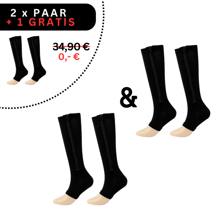 Chaussettes de compression orthopédiques avec fermeture éclair - ComfortZip