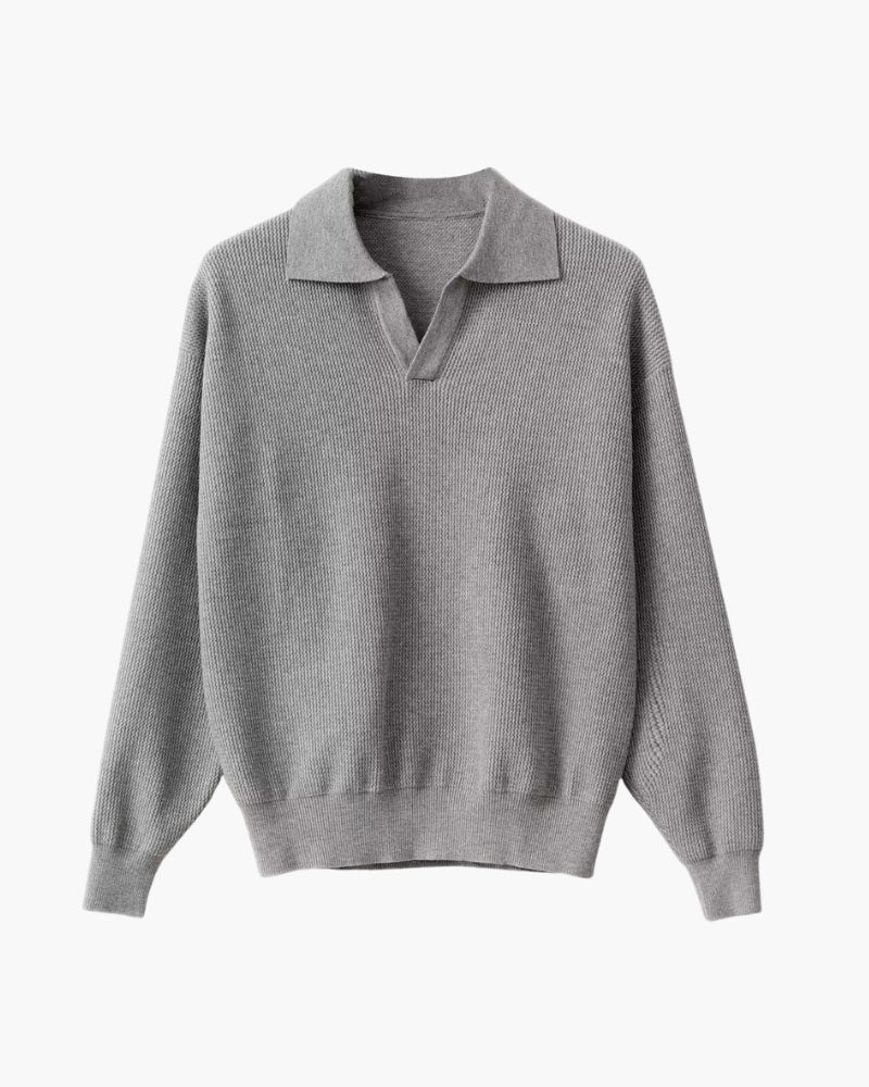 Men's textured knit polo sweater for autumn