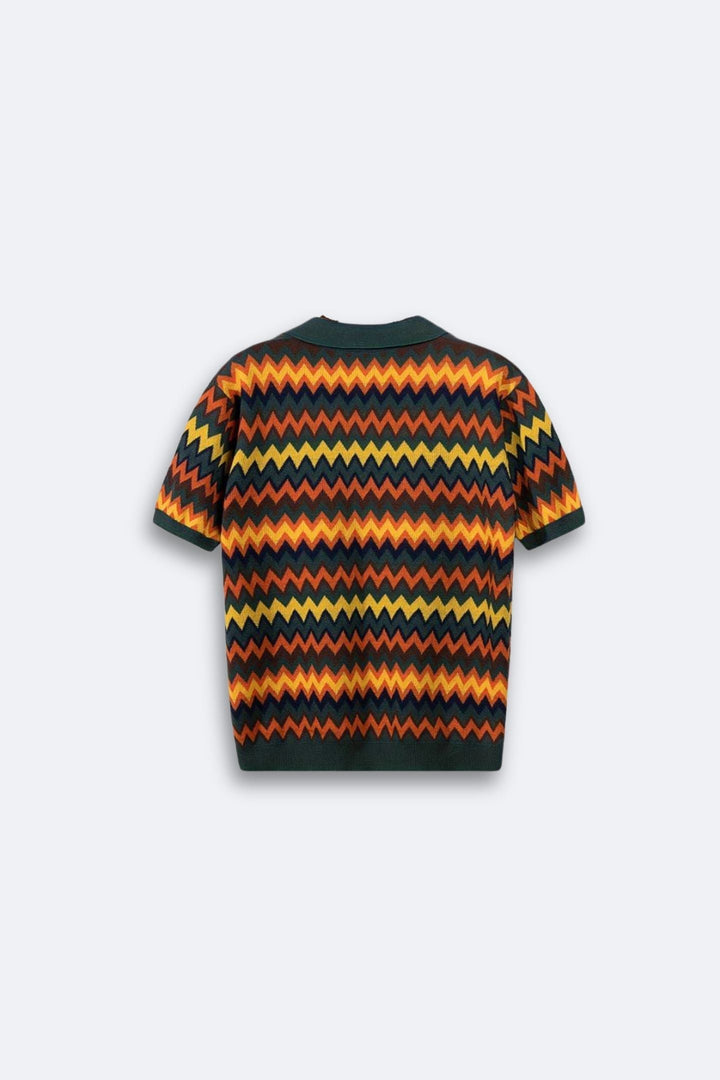 Pull rétro stylé avec motif zigzag tendance