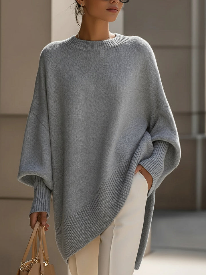 Oversized rib-knit pullover for women for autumn, loose fit