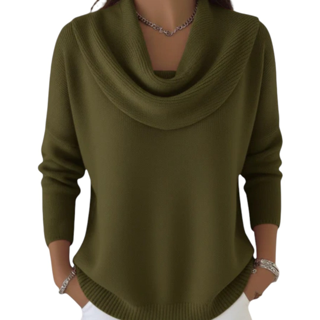 Pull femme col bénitier en maille douce, pull ample et chaud pour l'automne et l'hiver