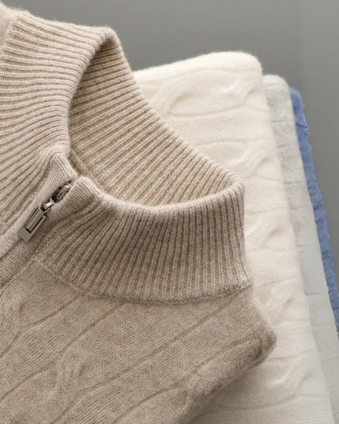 Pull homme en laine mérinos pour l’automne, pull en maille à demi-zip