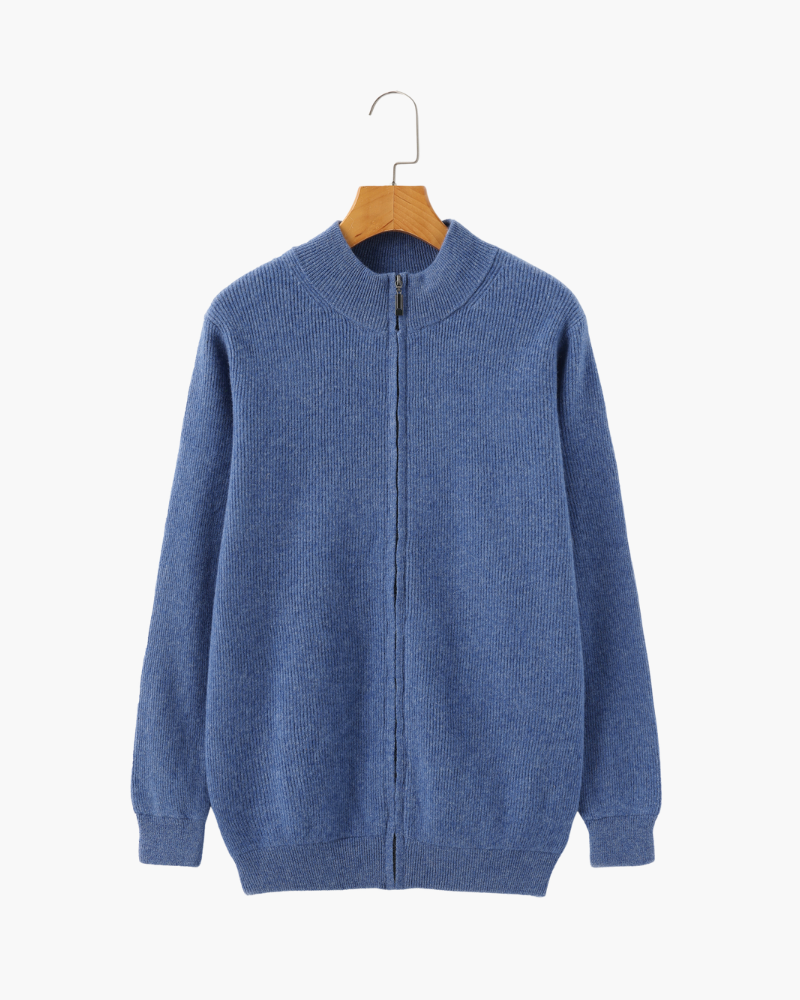 Gilet en laine pour homme à fermeture éclair avec col montant, maille automnale