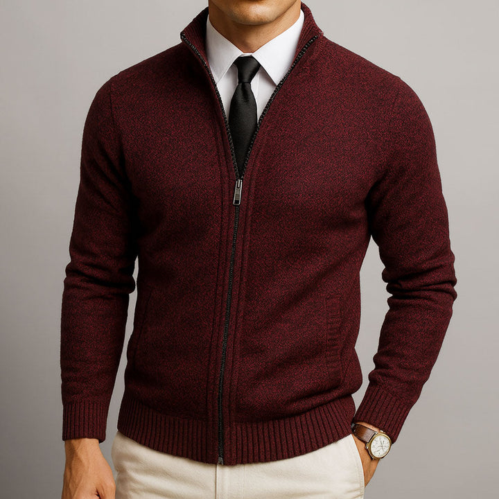 Gilet en laine pour homme avec fermeture éclair et col montant, élégant pour l’automne