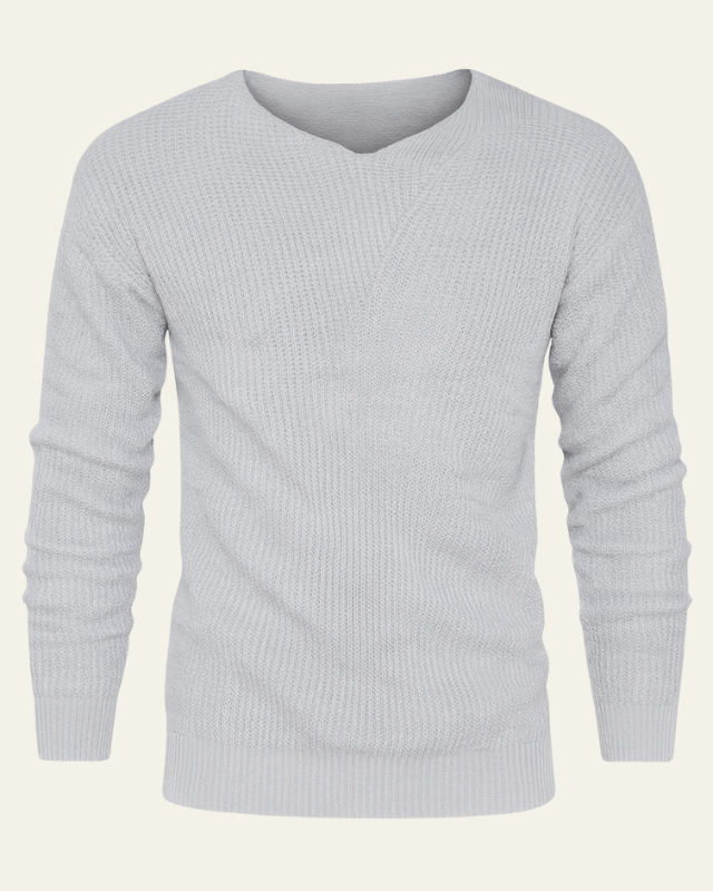 Men’s knit sweater for fall, soft V-neck sweater for cool days