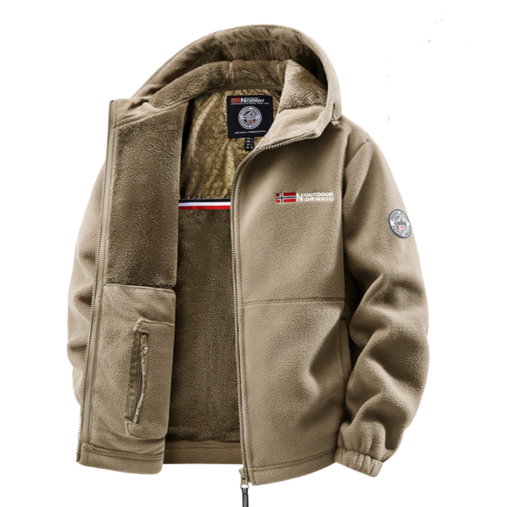 Warm men's winter hooded windproof jacket for autumn
