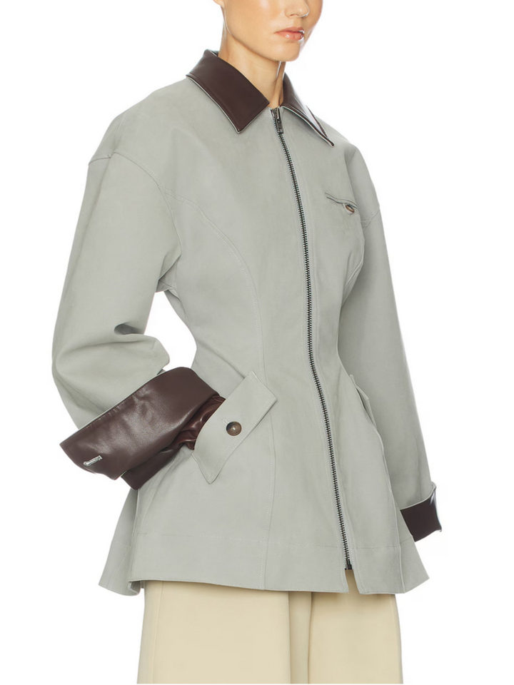 Women's oversized leather jacket, cropped, for fall and transitional seasons