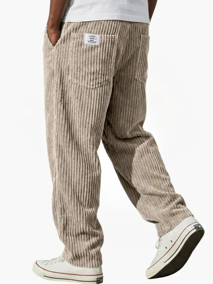 Pantalon homme en velours côtelé de coton, coupe ample, style décontracté pour l’automne