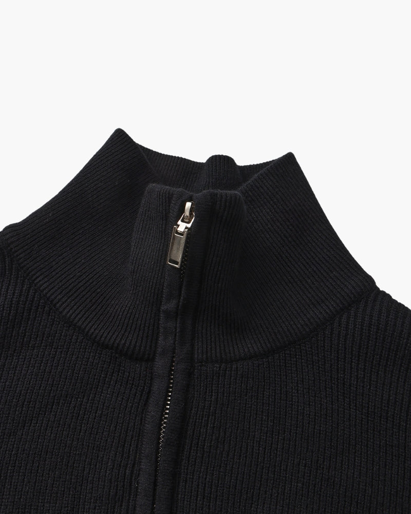 Pull en laine pour homme à col zippé, côtelé, style smart casual, automne
