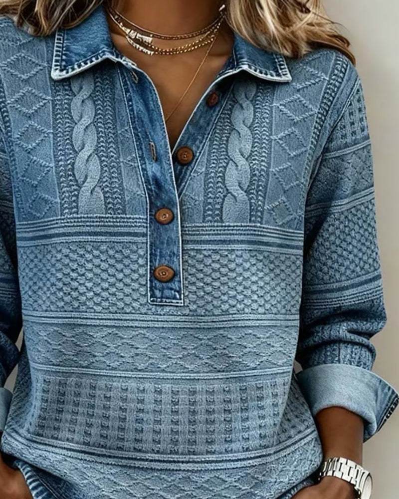 Blouse femme en maille de coton à rayures pour l’automne