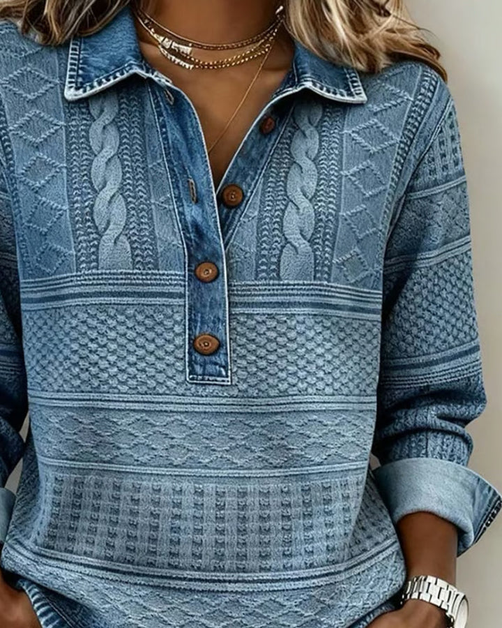 Blouse femme en maille de coton à rayures pour l’automne
