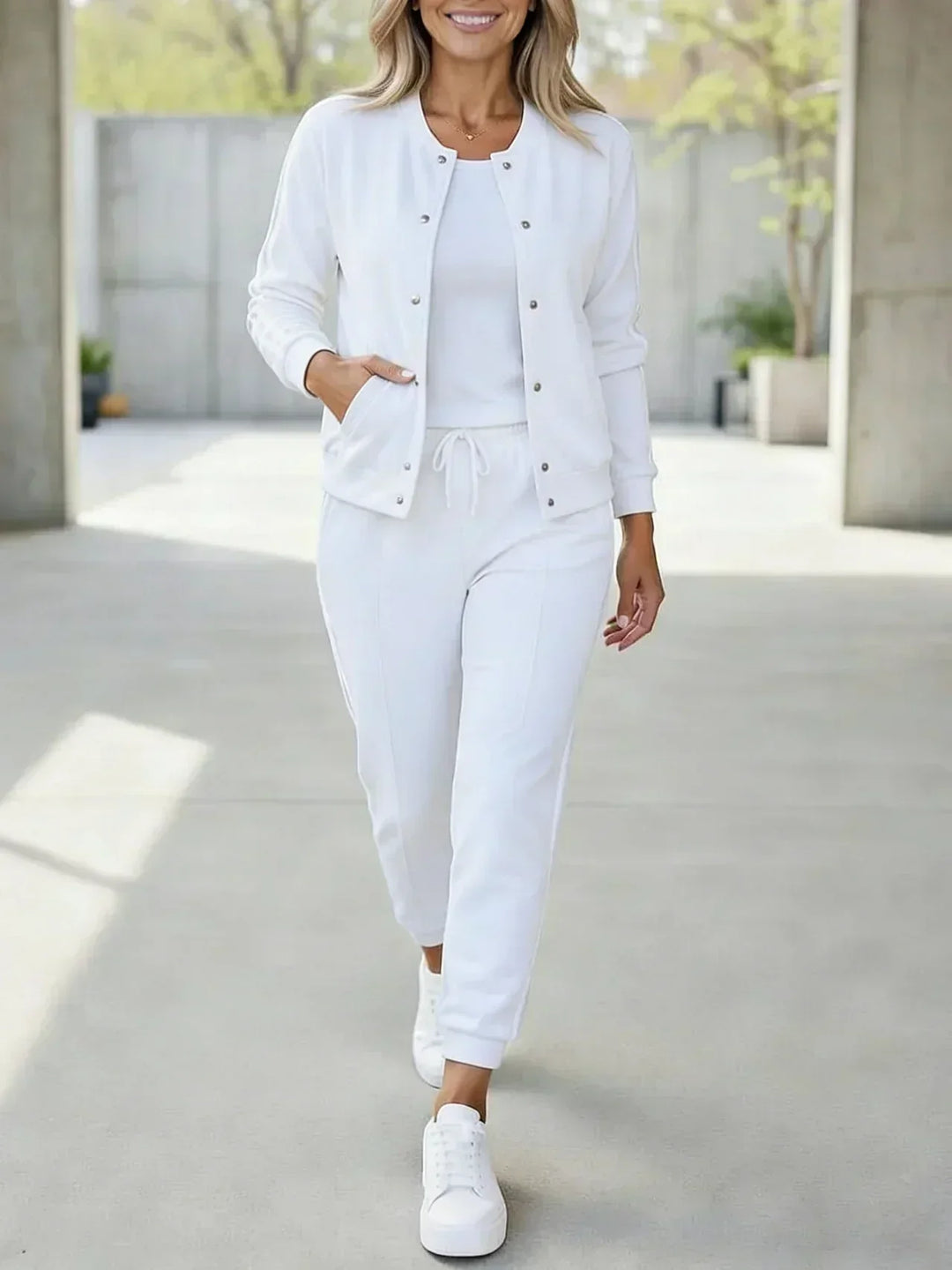 Ensemble de survêtement pour femme 3 pièces avec pantalon et haut en coton, pour l’automne